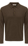 Only & Sons Loui Knitted LS Polo - Oatmeal/Melange