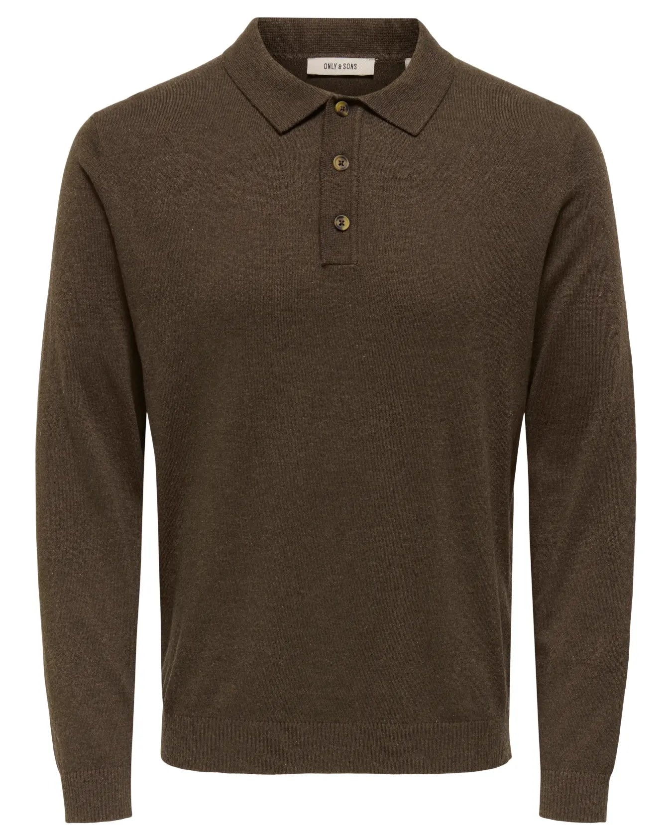 Only & Sons Loui Knitted LS Polo - Oatmeal/Melange