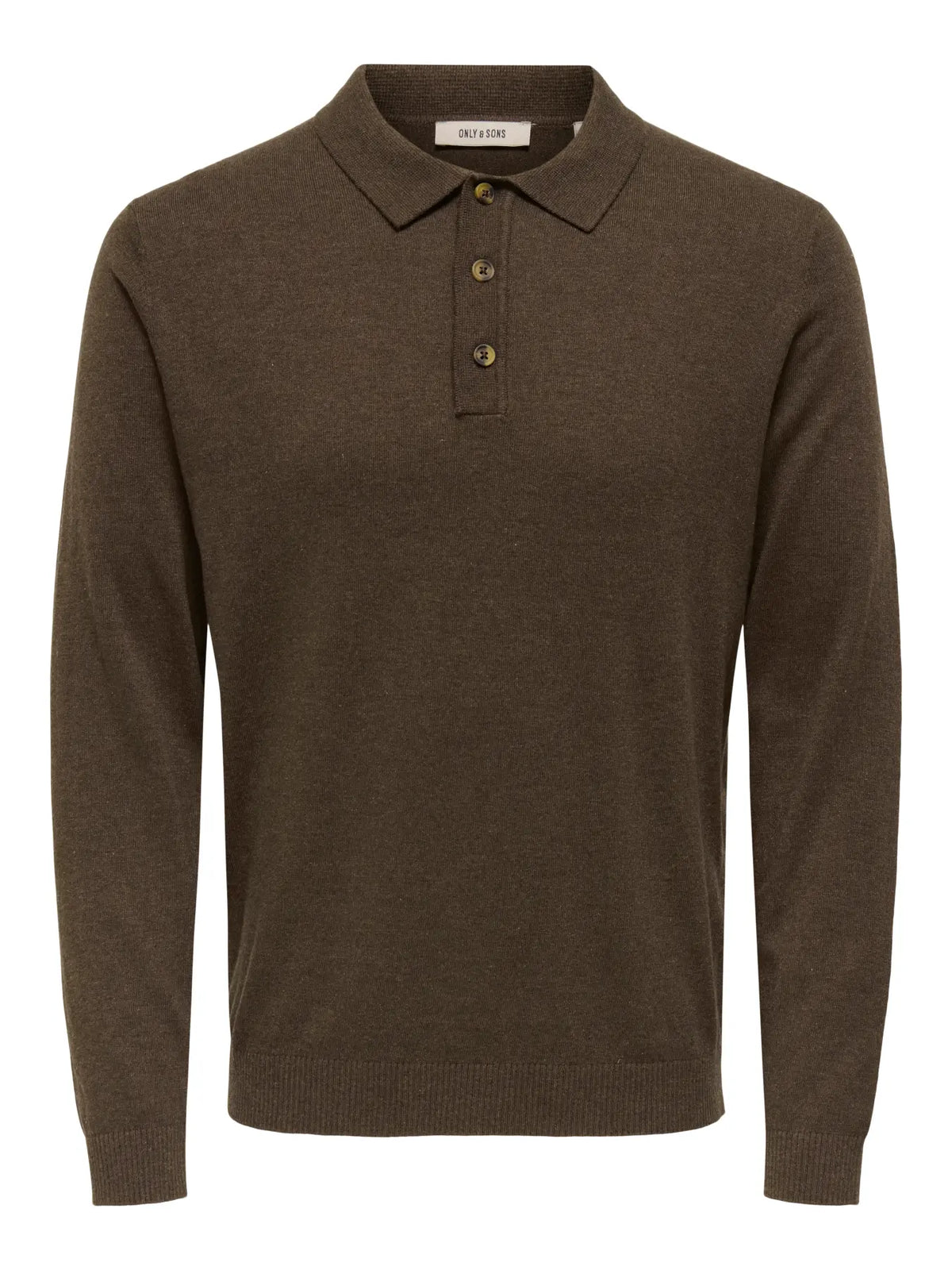 Only & Sons Loui Knitted LS Polo - Oatmeal/Melange