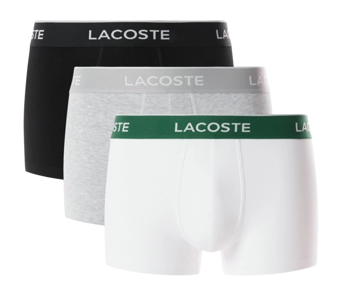 LACOSTE 5H1300 3 PACK BOXER SHORTS NUA BLK/WHT SILV SHINE