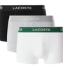 LACOSTE 5H1300 3 PACK TRUNKS SHORTS NUA BLK/WHT SILV SHINE