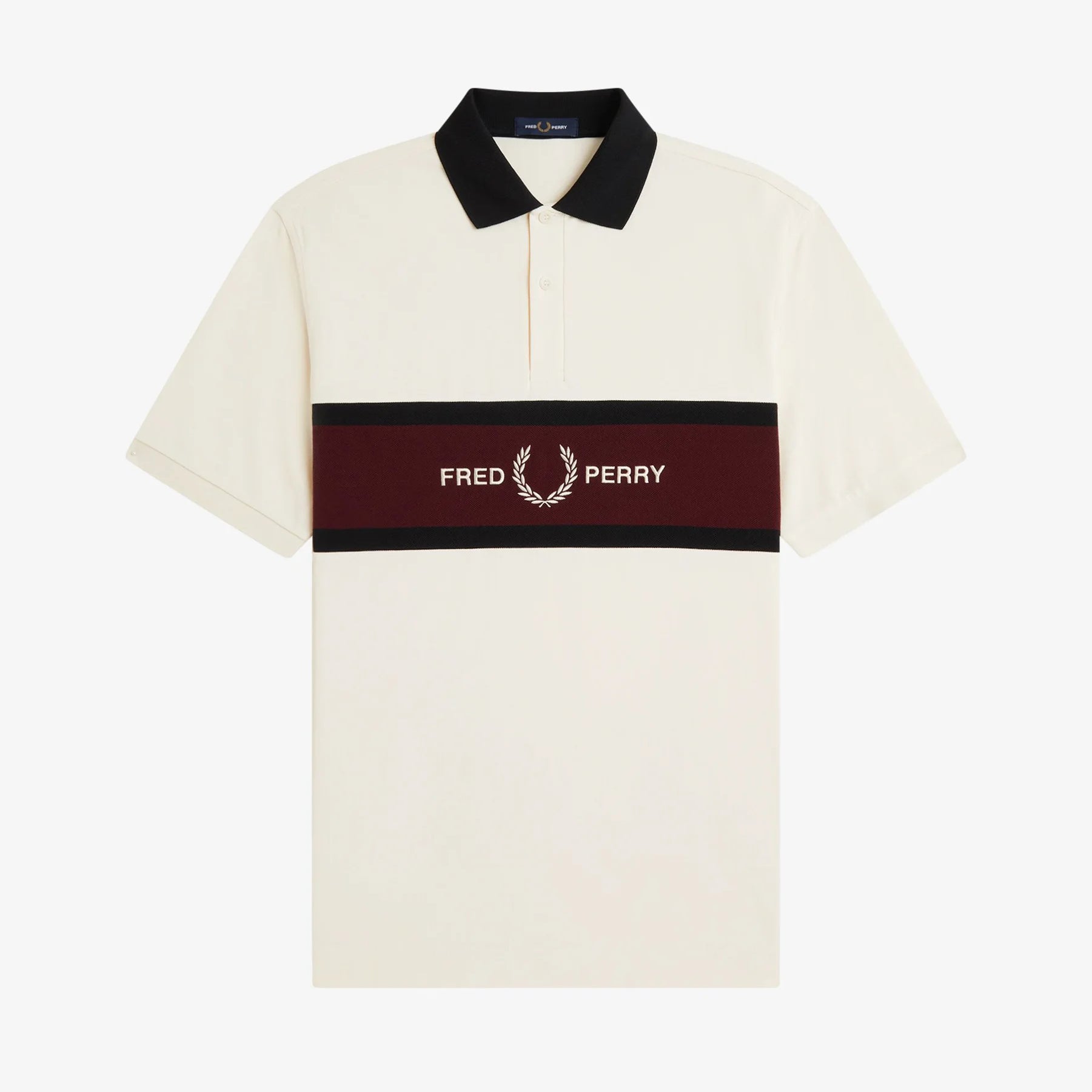 Fred Perry M2421 Embroidered Panel Polo Shirt 560 - Ecru