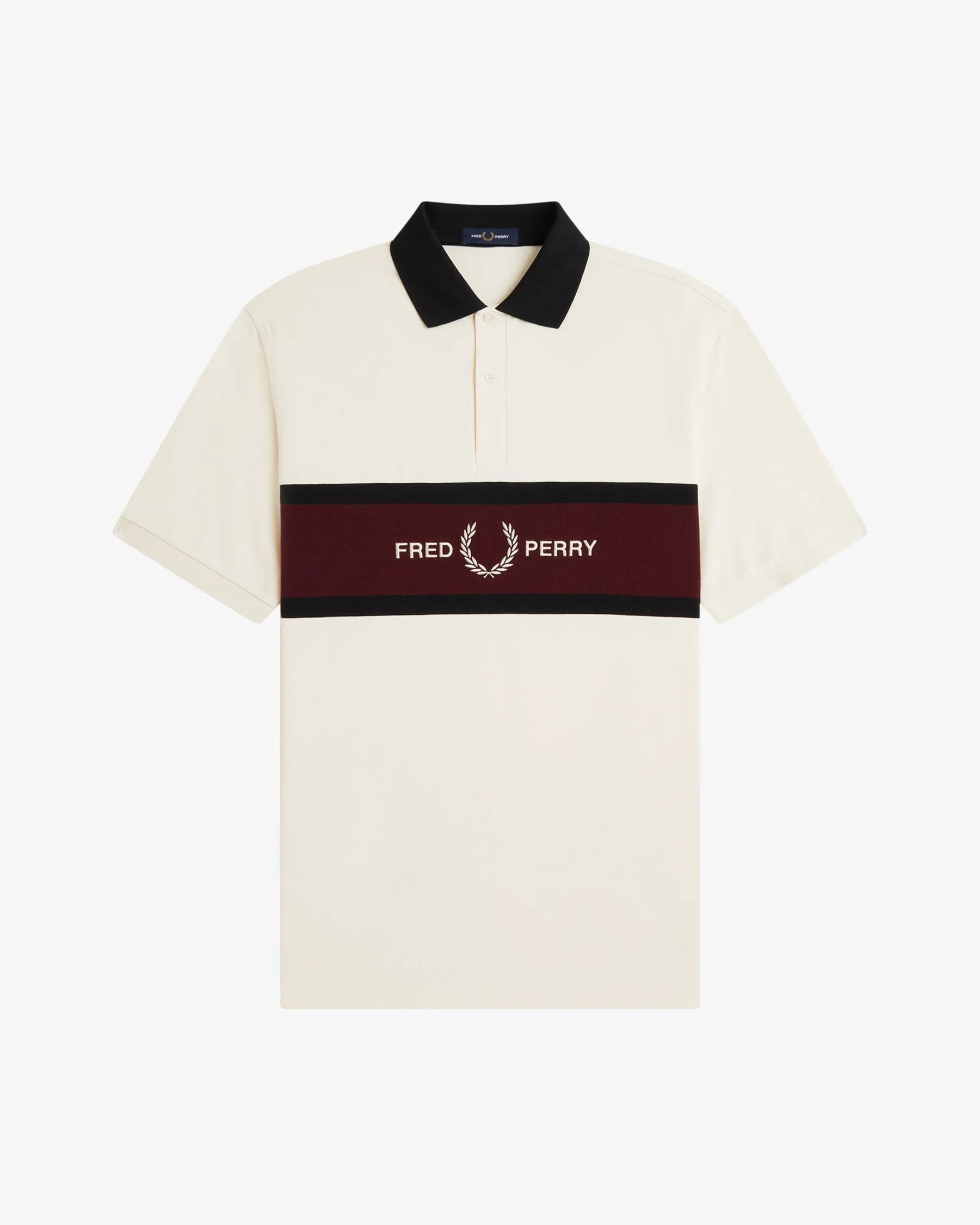 Fred Perry M2421 Embroidered Panel Polo Shirt 560 - Ecru