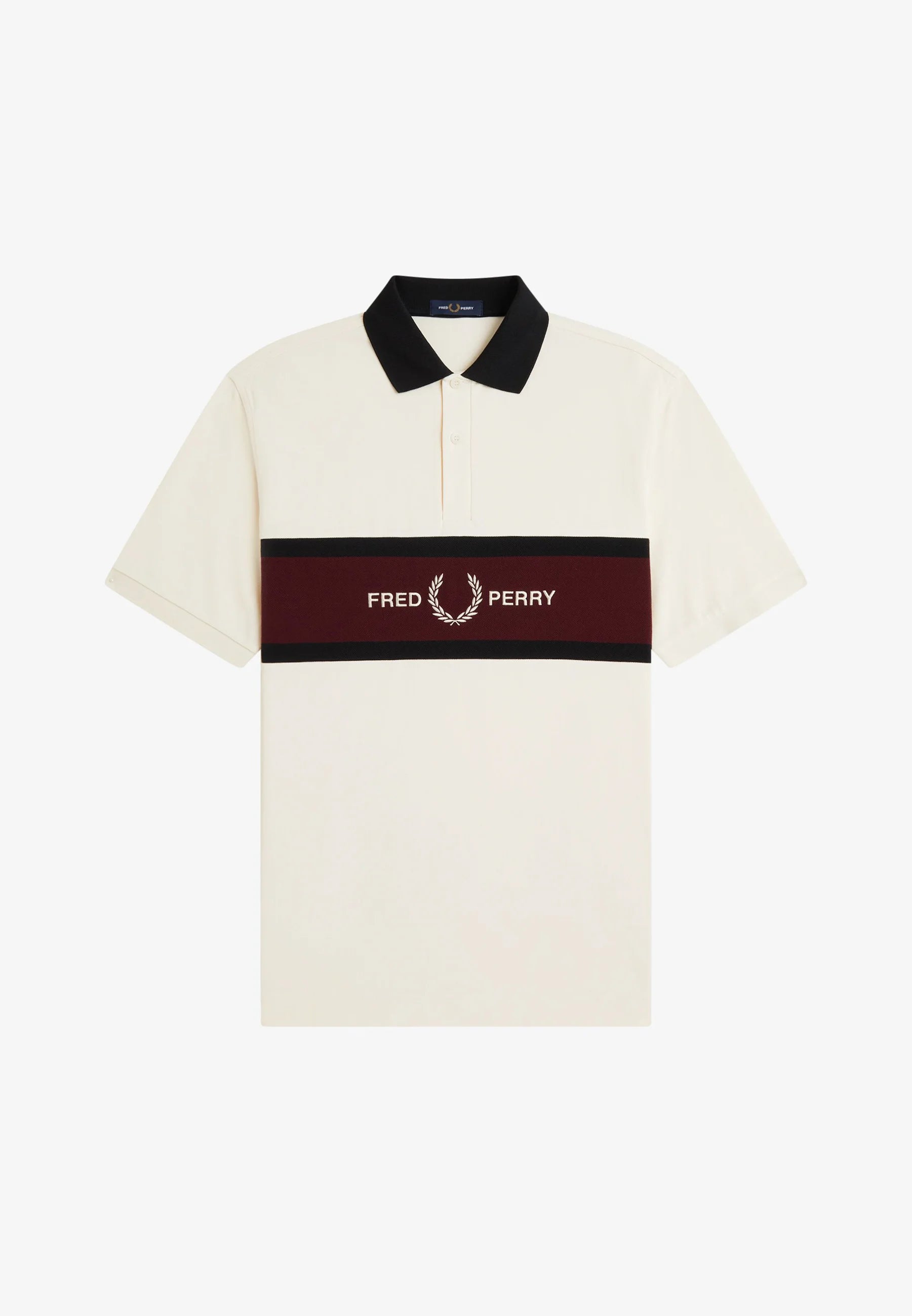 Fred Perry M2421 Embroidered Panel Polo Shirt 560 - Ecru