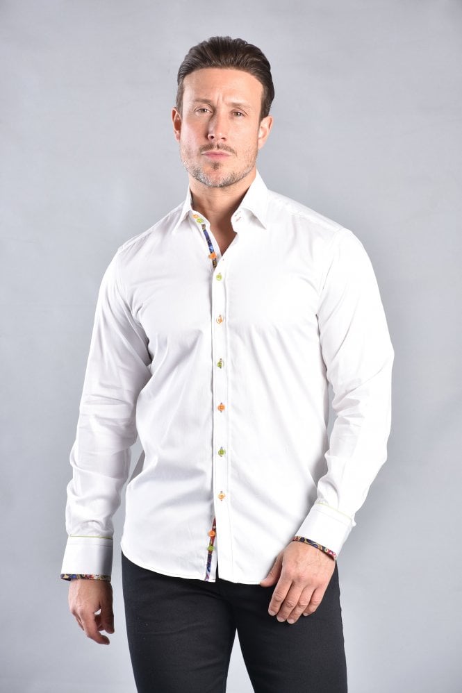 Claudio Lugli CP6969 Classic Signature Plain Shirt - White