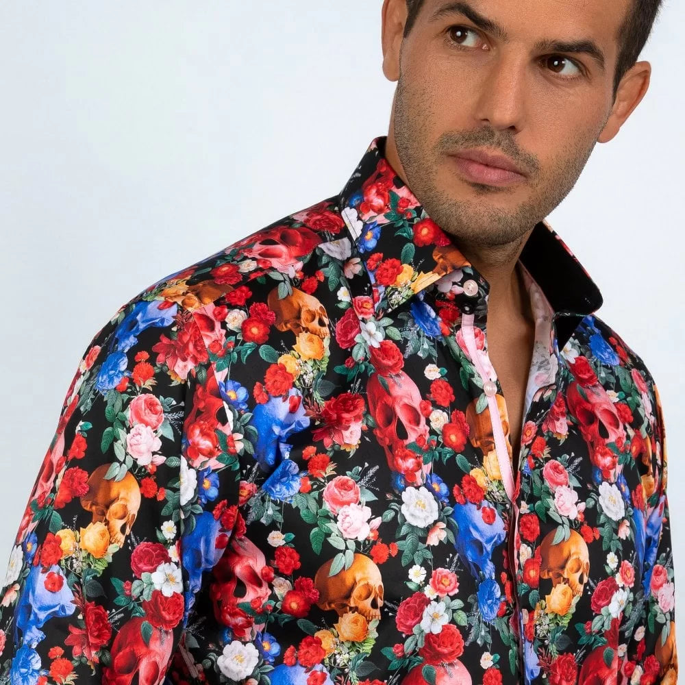 Claudio Lugli CP6735 Skulls & Roses Shirt Red