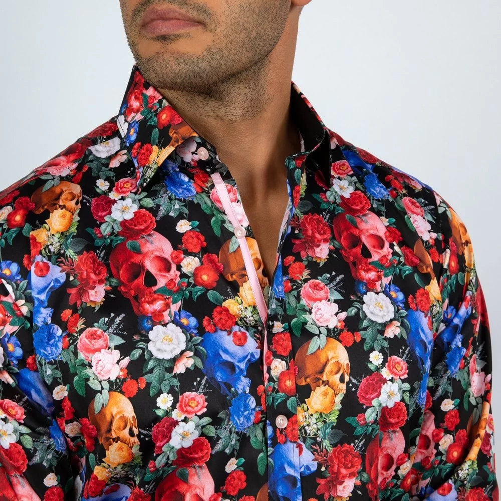 Claudio Lugli CP6735 Skulls & Roses Shirt Red