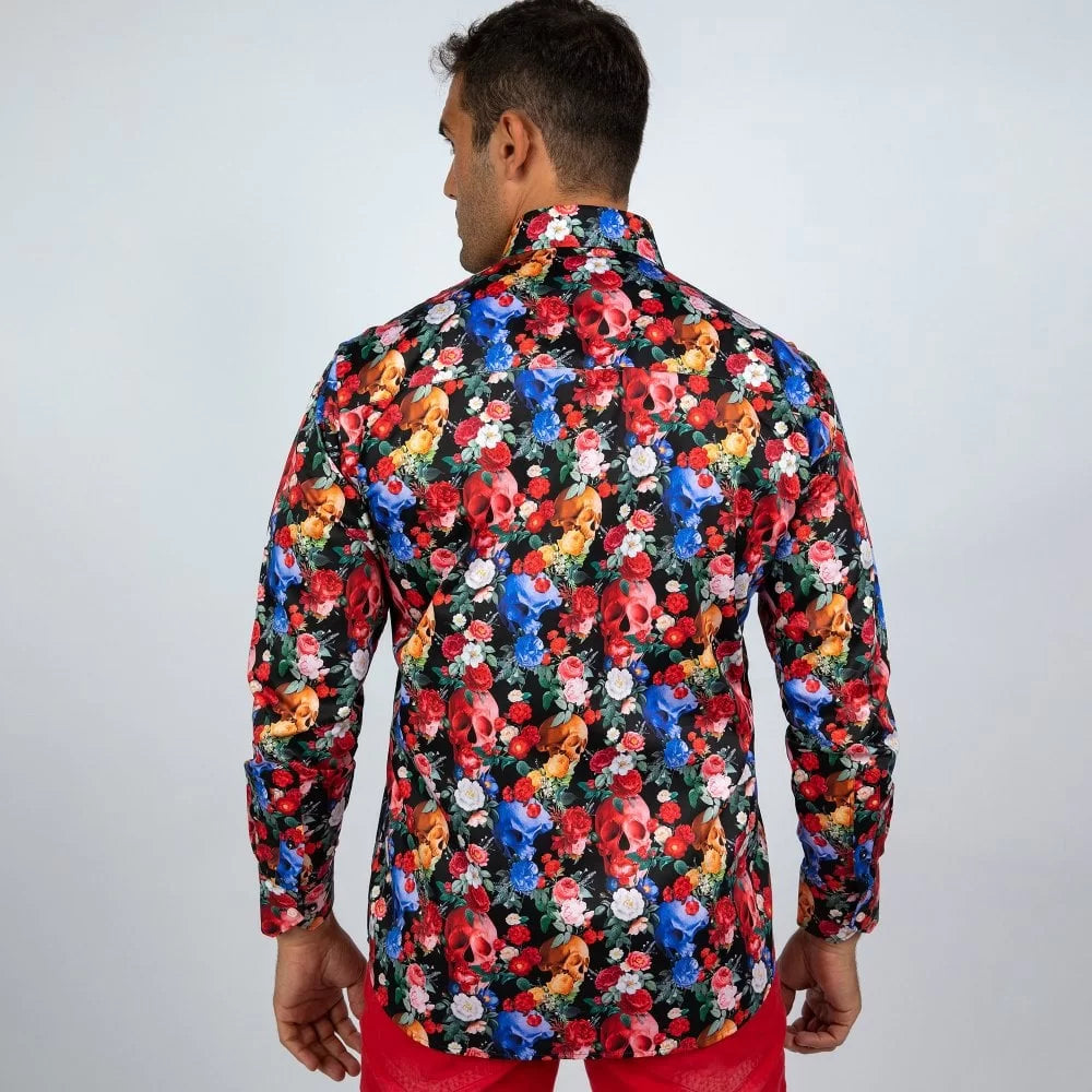 Claudio Lugli CP6735 Skulls & Roses Shirt Red