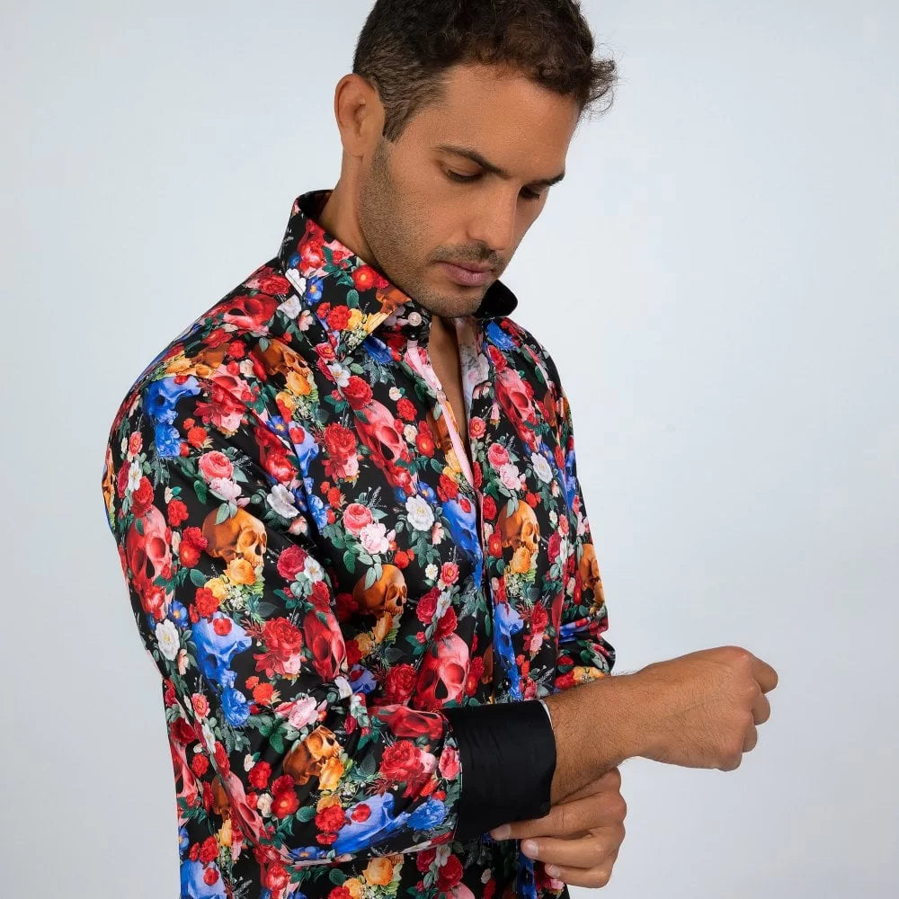 Claudio Lugli CP6735 Skulls & Roses Shirt Red