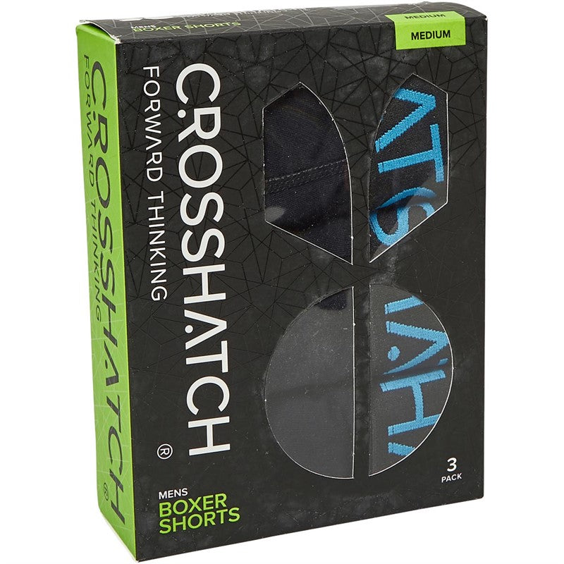 Crosshatch Monoglow Boxer Shorts (3 Pack) - Black