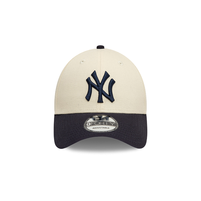 New Era New York Yankees Colour Block 9FORTY Adjustable Cap - Cream & Navy