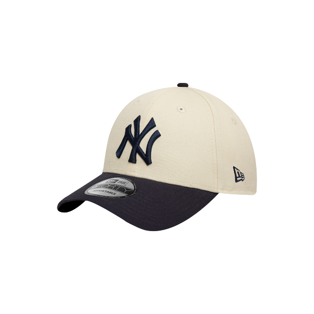 New Era New York Yankees Colour Block 9FORTY Adjustable Cap - Cream & Navy