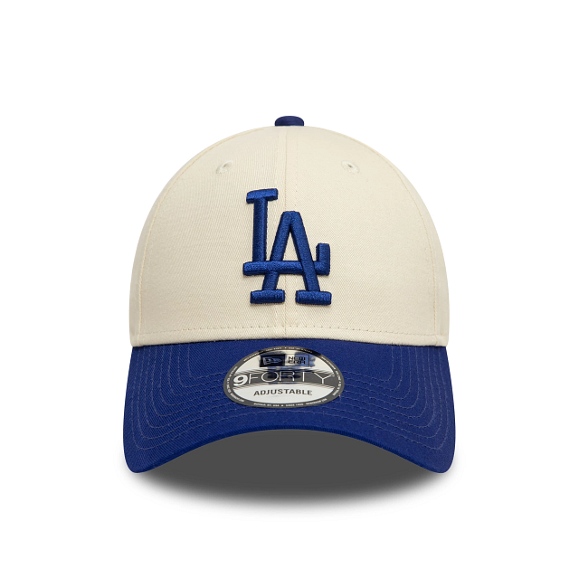 New Era LA Dodgers Coulour Block 9FORTY Adjustable Cap - Cream & Blue