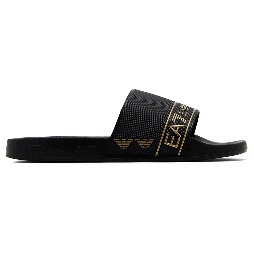 EA7 Emporio Armani 7X000110 Scarpe Beachwear Sliders - Full Black/Gold