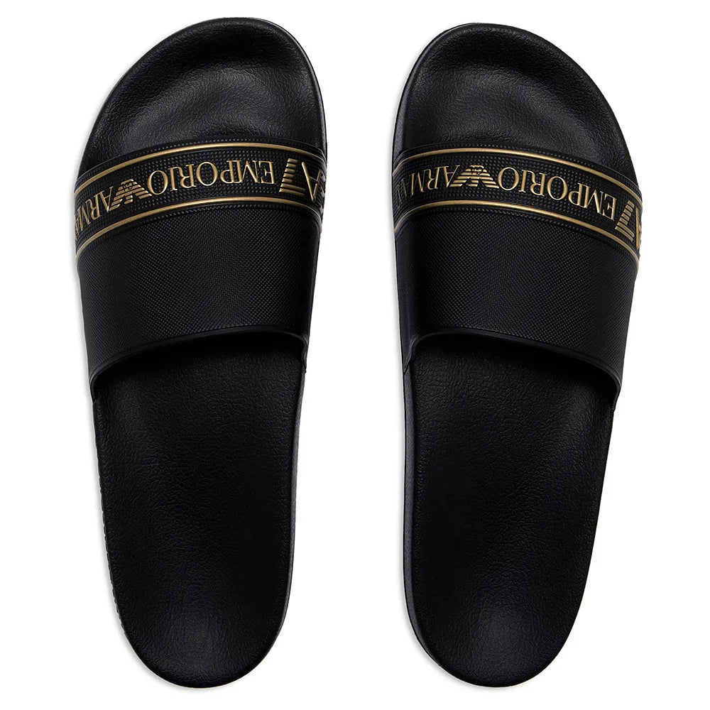 EA7 Emporio Armani 7X000110 Scarpe Beachwear Sliders - Full Black/Gold