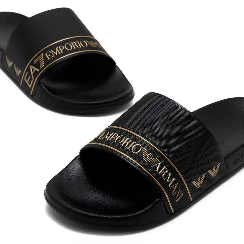 EA7 Emporio Armani 7X000110 Scarpe Beachwear Sliders - Full Black/Gold
