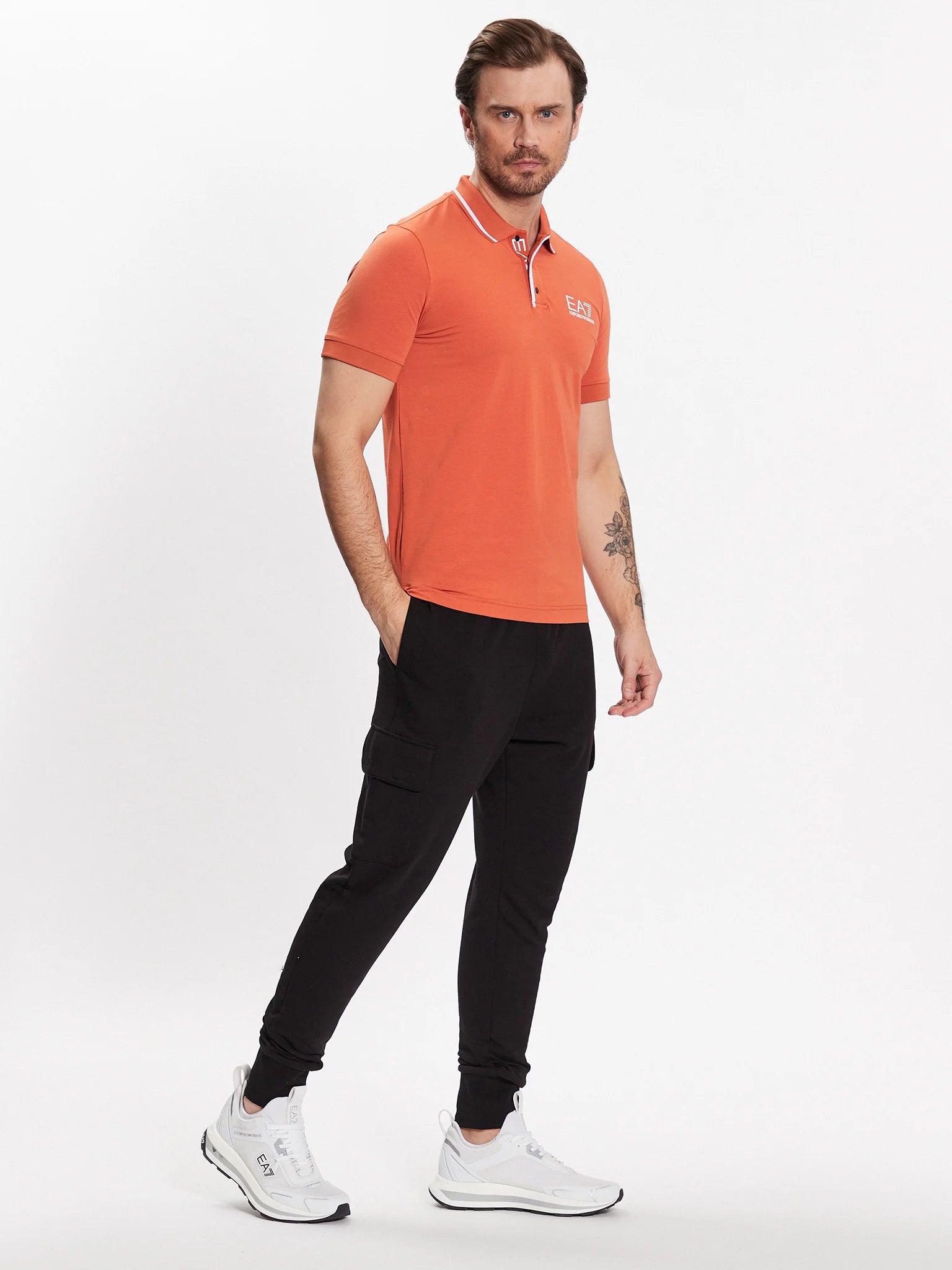 EA7 Emporio Armani 3RPF17 Jersey Polo Shirt Orange