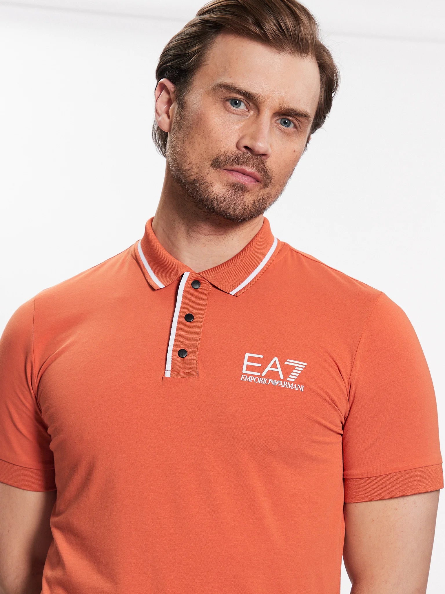 EA7 Emporio Armani 3RPF17 Jersey Polo Shirt Orange