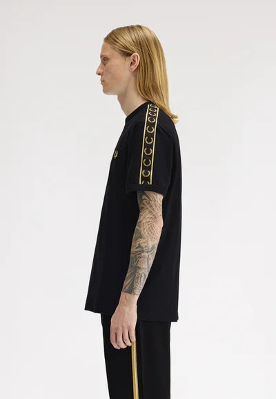 Fred Perry M4613 Contrast Tape Ringer T-Shirt 90A - Black/Champagne