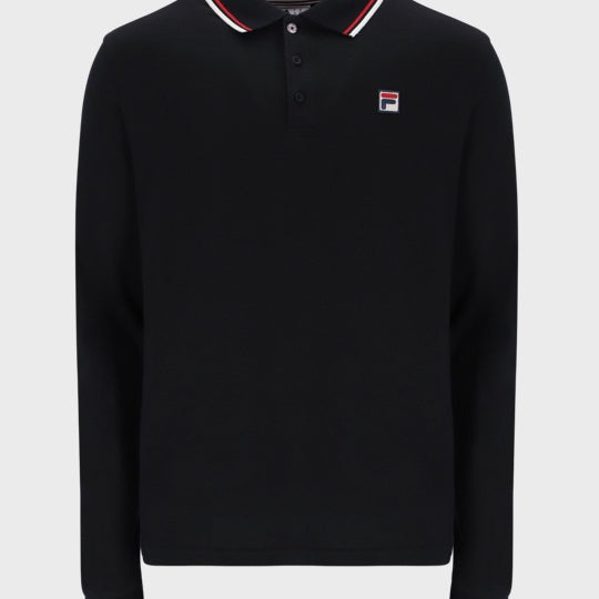 Fila Monte LS Polo Shirt Black/Red/White