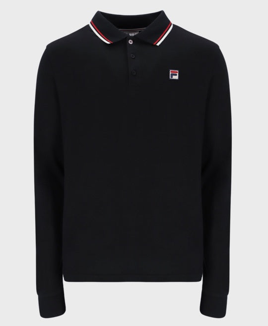 Fila Monte LS Polo Shirt Black/Red/White