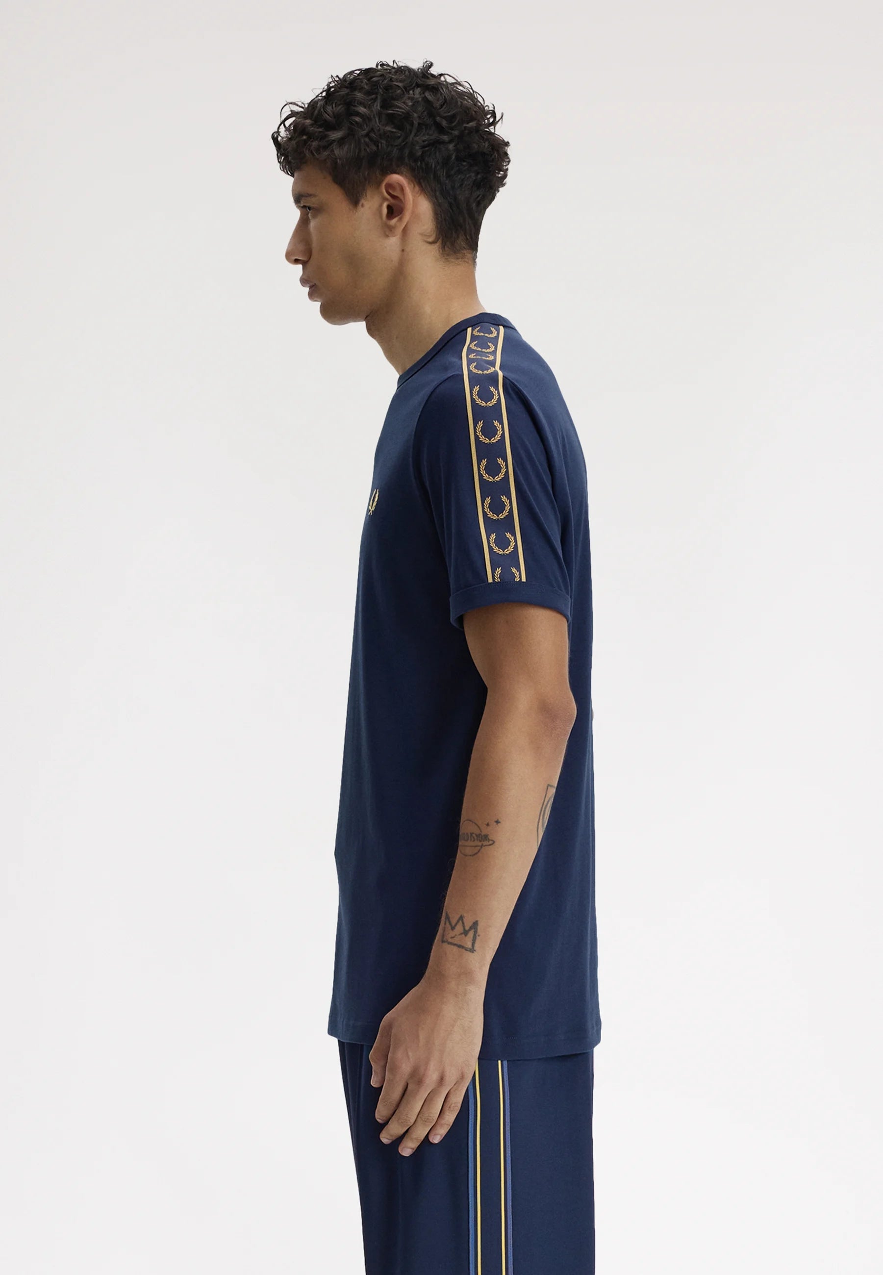 Fred Perry M4613 Contrast Tape Ringer T-Shirt 91A - Tennis Ball/Champagne