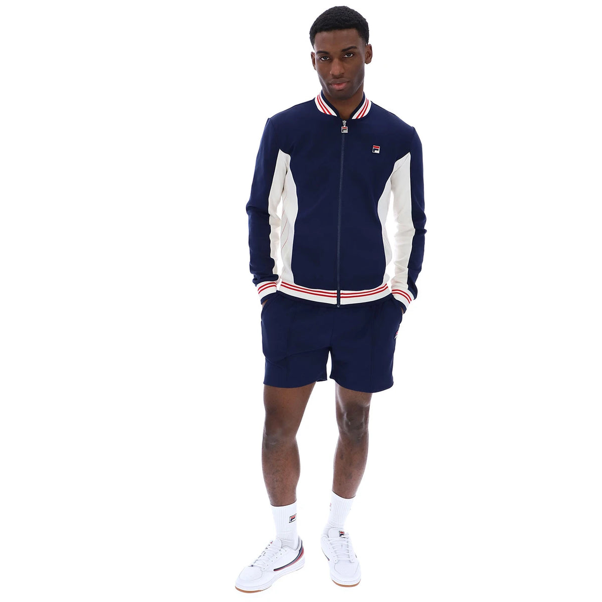 Fila LM161RN1 Settanta Baseball Track Jacket 411 - Fila Navy/Gardenia/Fila Red