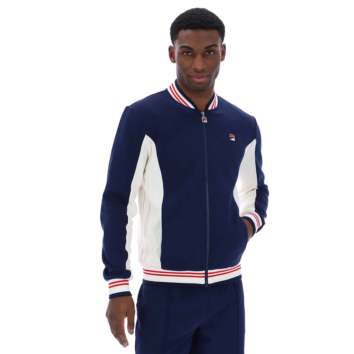 Fila LM161RN1 Settanta Baseball Track Jacket 411 - Fila Navy/Gardenia/Fila Red