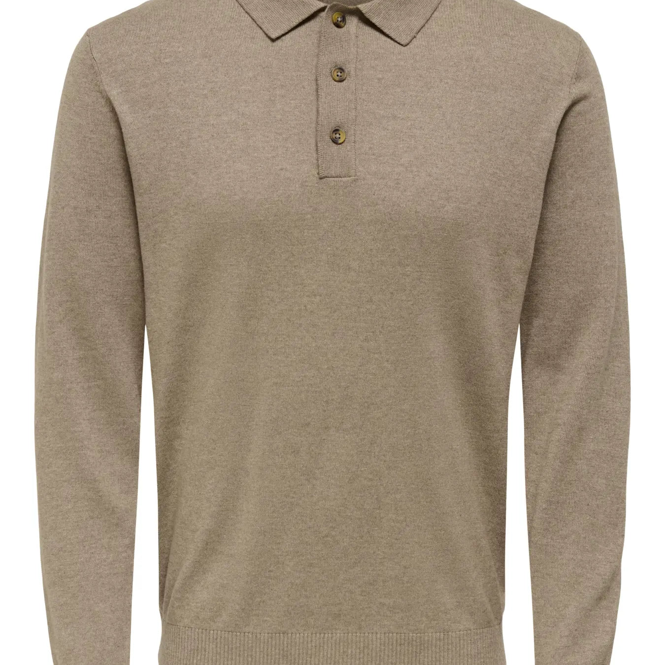 Only & Sons Loui Knitted LS Polo - Desert Taupe/Melange