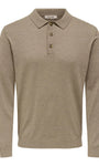 Only & Sons Loui Knitted LS Polo - Desert Taupe/Melange