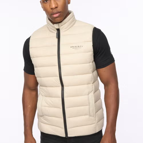 Crosshatch Gattering Gilet - Stone