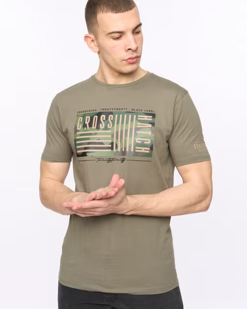 Crosshatch Wenfore T-Shirt - Dark Sage