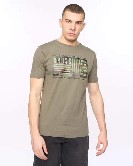 Crosshatch Wenfore T-Shirt - Dark Sage