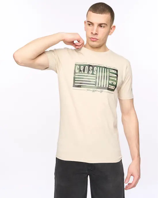 Crosshatch Wenfore T-Shirt - Light Stone