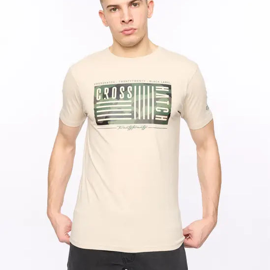 Crosshatch Wenfore T-Shirt - Light Stone