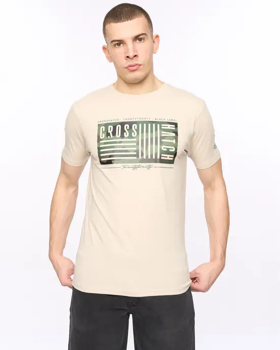 Crosshatch Wenfore T-Shirt - Light Stone