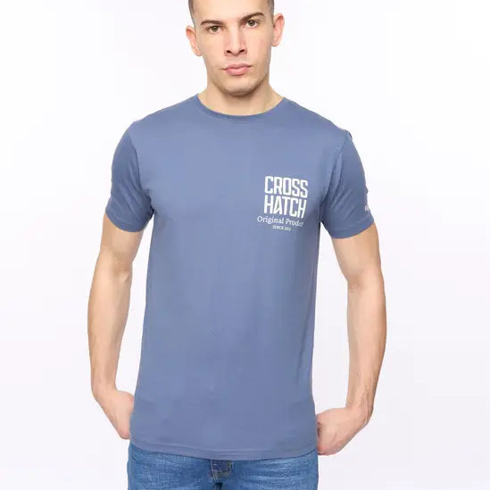 Crosshatch Hoogan T-Shirt - Steel Blue