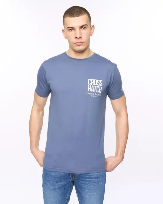 Crosshatch Hoogan T-Shirt - Steel Blue