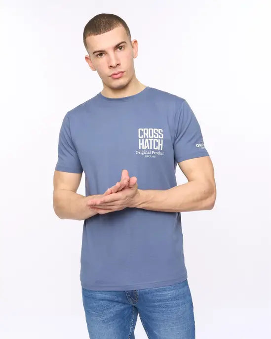 Crosshatch Hoogan T-Shirt - Steel Blue