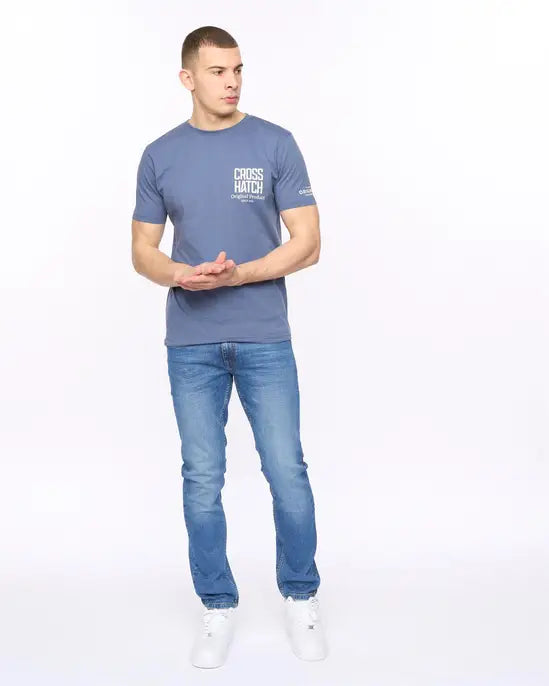 Crosshatch Hoogan T-Shirt - Steel Blue