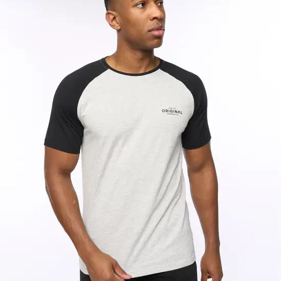 Crosshatch Meza T-Shirt - Grey Marl/Black