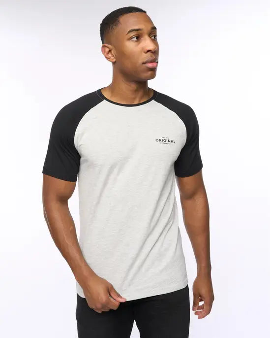 Crosshatch Meza T-Shirt - Grey Marl/Black