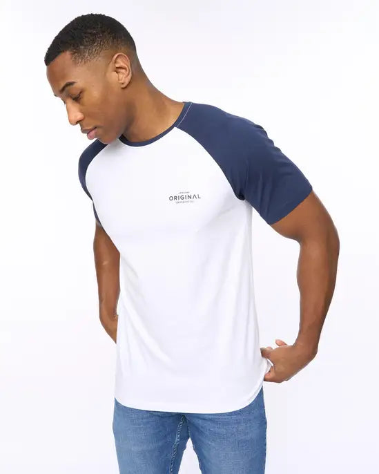 Crosshatch Meza T-Shirt - White/Navy