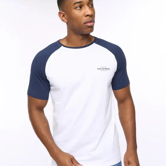 Crosshatch Meza T-Shirt - White/Navy