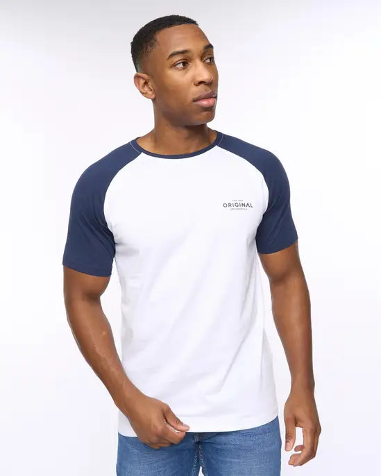 Crosshatch Meza T-Shirt - White/Navy