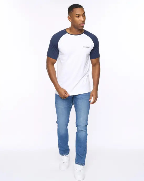 Crosshatch Meza T-Shirt - White/Navy