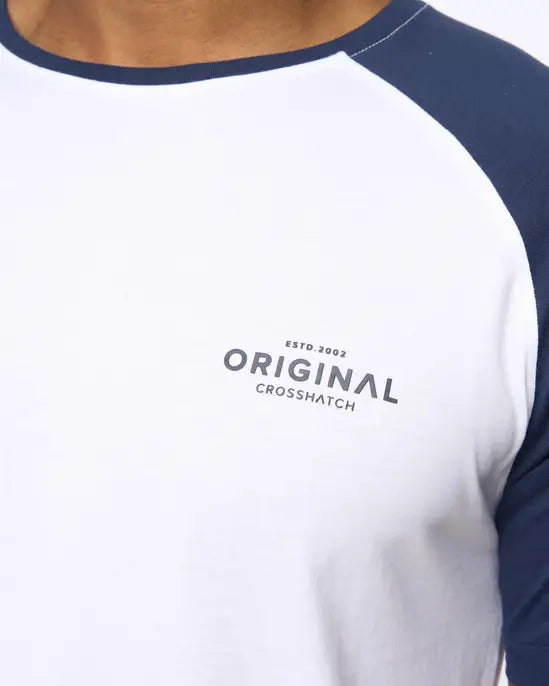 Crosshatch Meza T-Shirt - White/Navy
