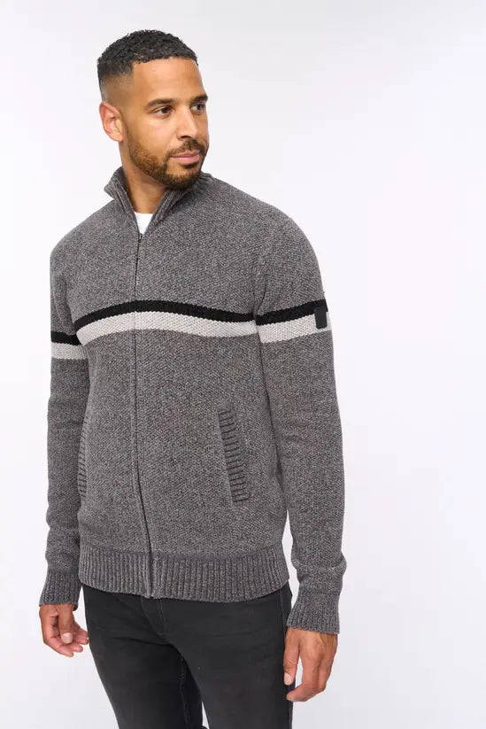 Bewley & Ritch Stampton Funnel Neck Full Zip - Mid Grey