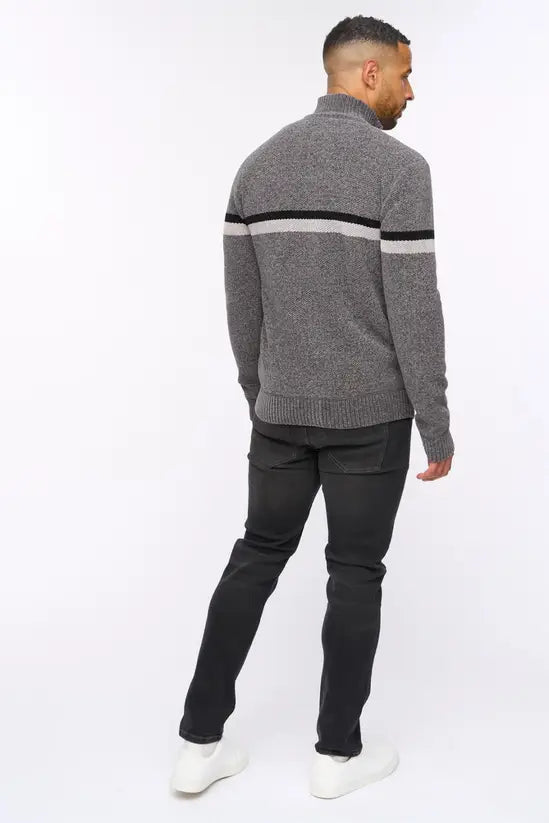 Bewley & Ritch Stampton Funnel Neck Full Zip - Mid Grey