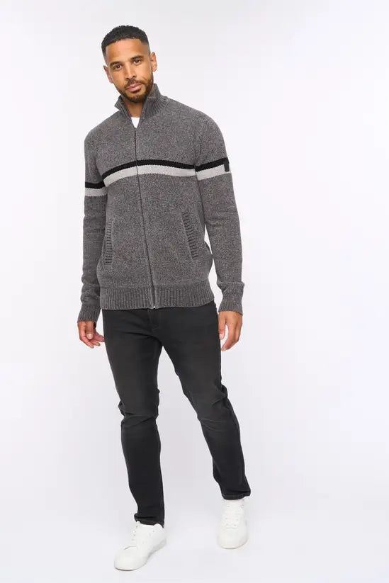 Bewley & Ritch Stampton Funnel Neck Full Zip - Mid Grey